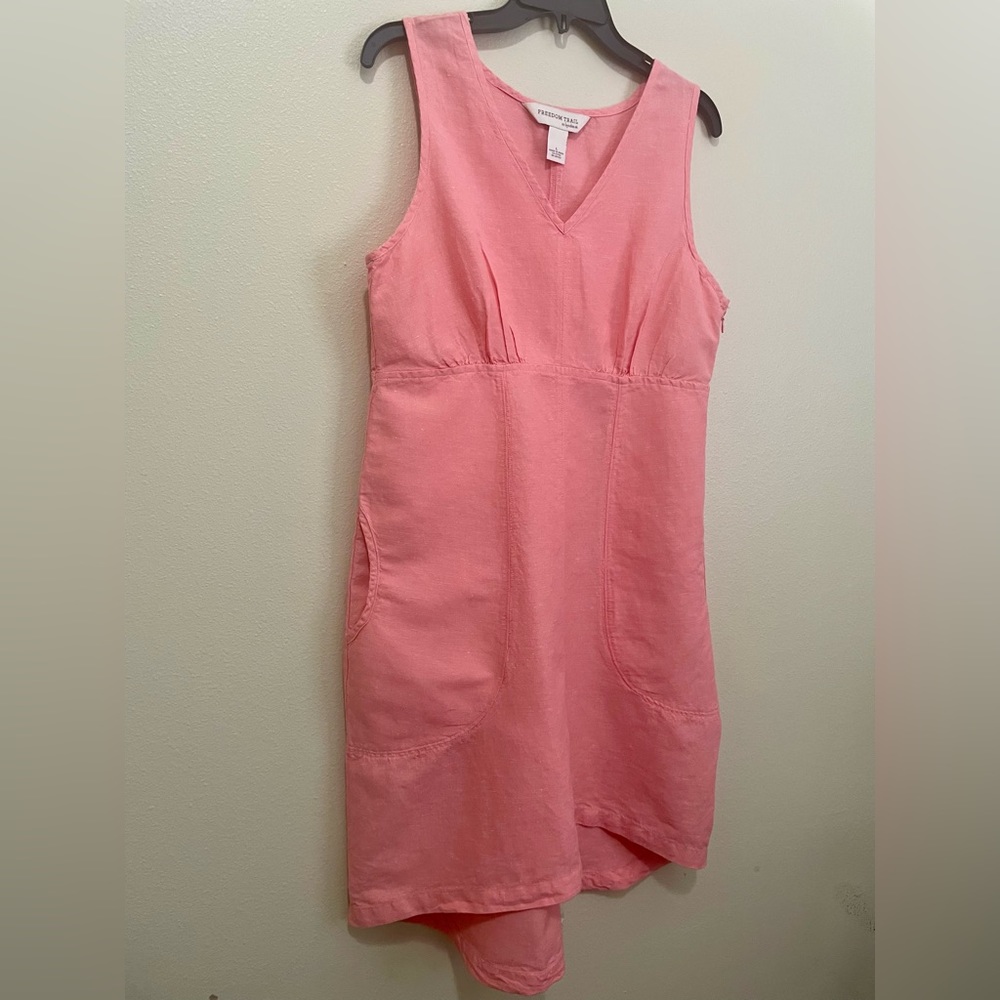 Kyodan high low linen blend dress w/ pockets side zip Size Large spring